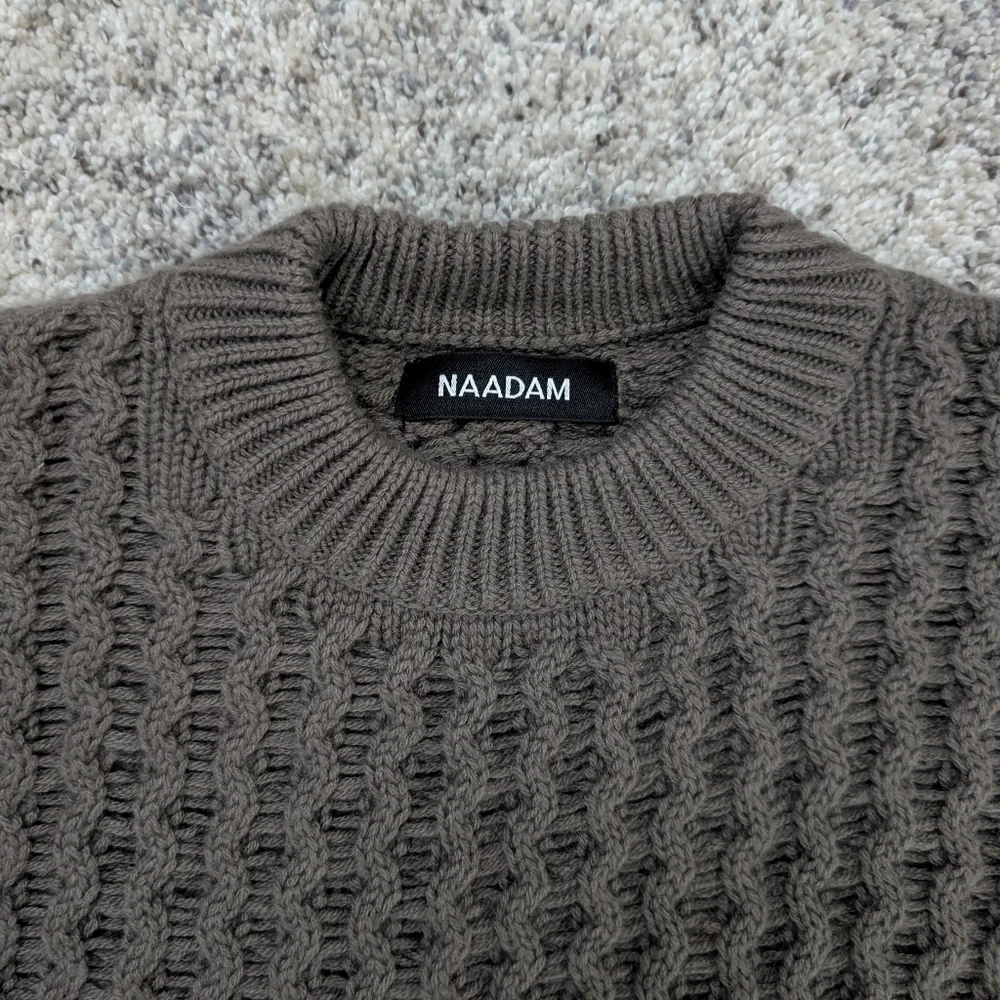 NAADAM Taupe Cashmino Honeycomb Crewneck Sweater